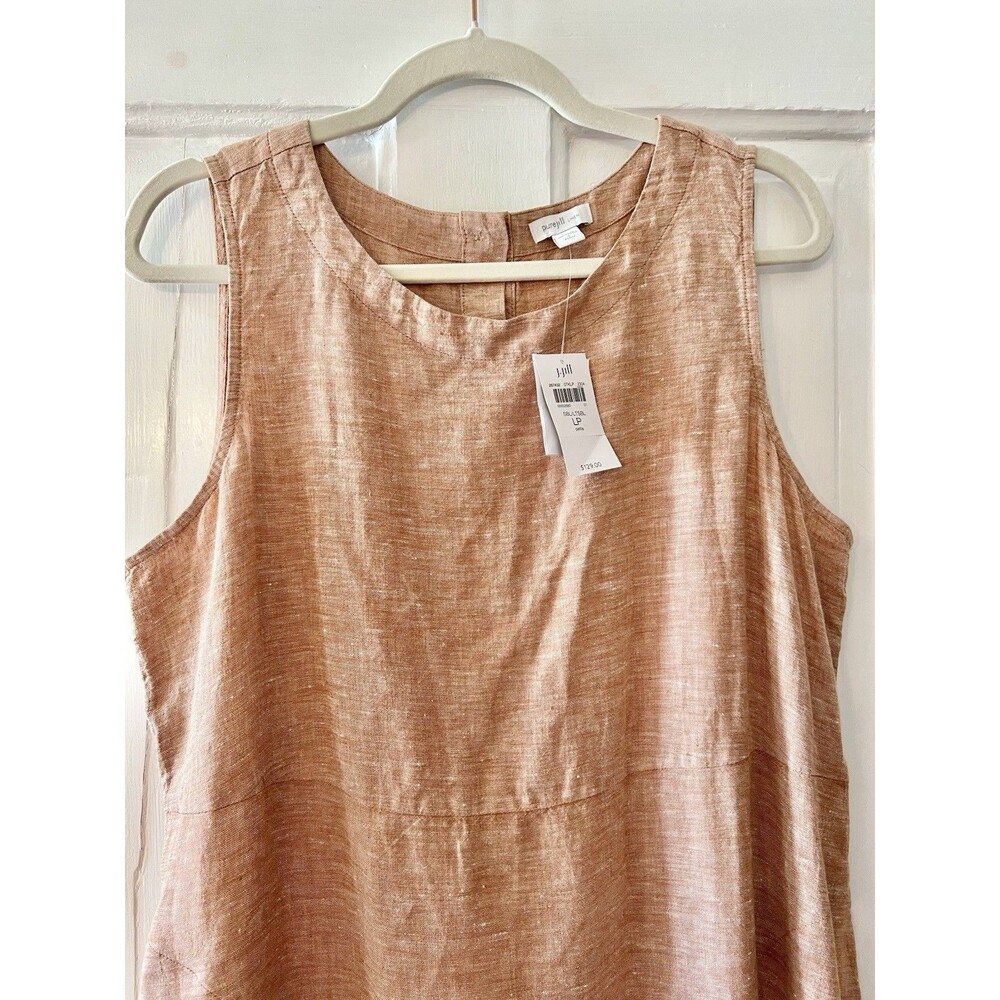 Pure J. Jill 100% Linen Sleeveless Midi Dress Terracotta Minimalist Petite Large - Picture 5 of 15